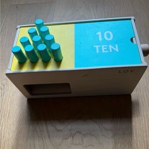 Wooden Number Peg Box Toy in Teal and Yellow - Kids Learning Toy